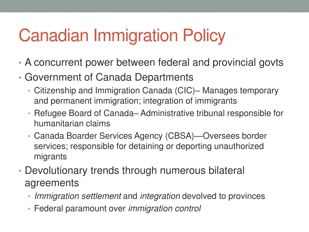 canadian immigration policy