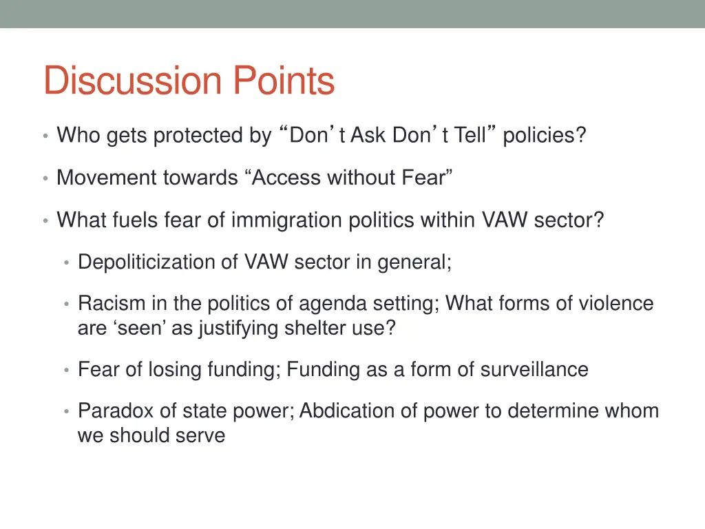 discussion points