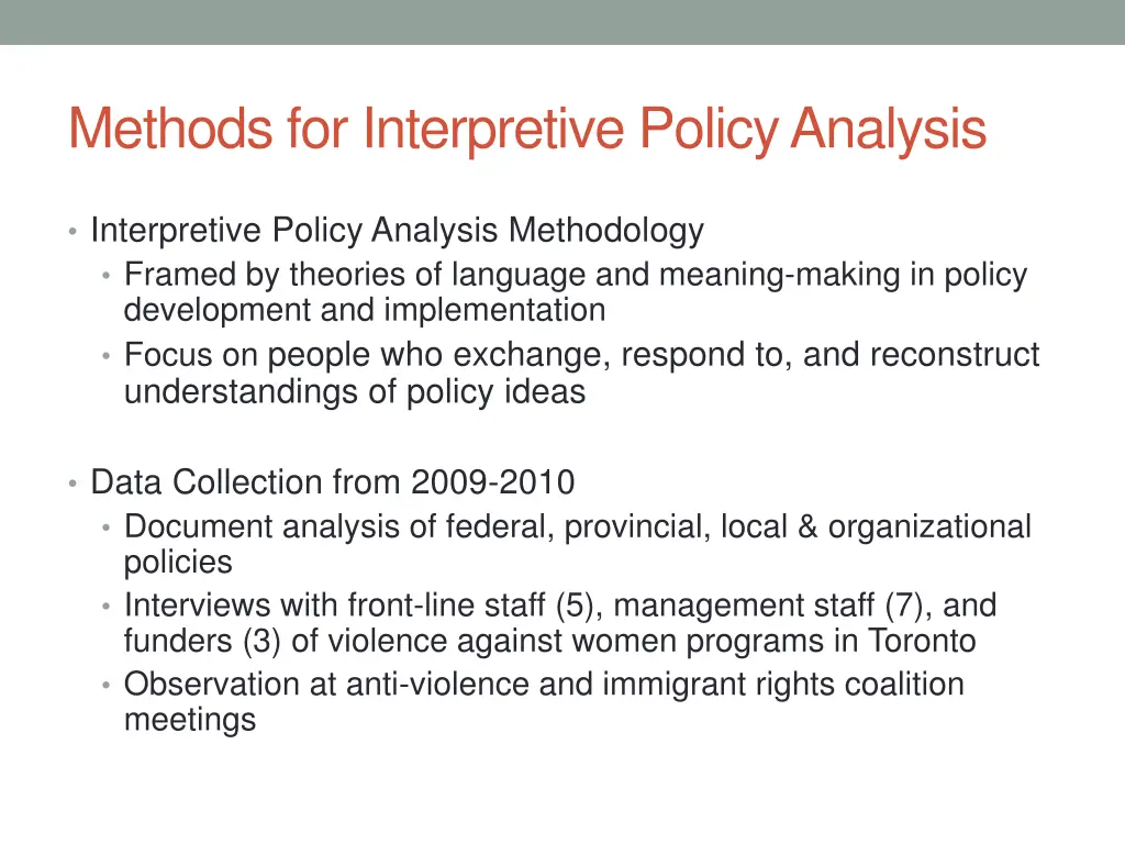 methods for interpretive policy analysis