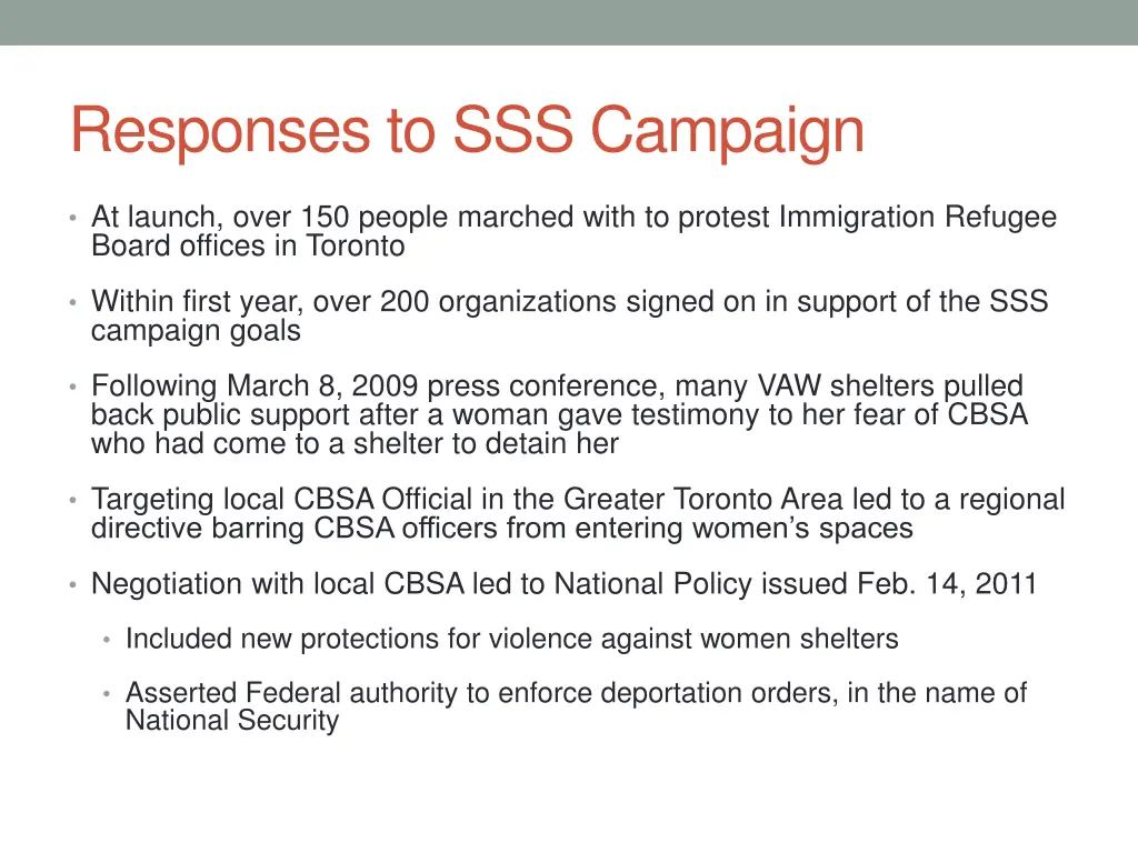 responses to sss campaign
