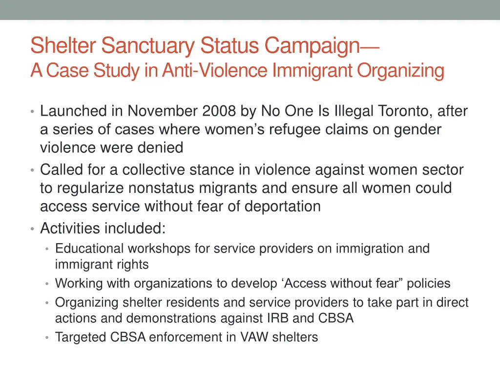 shelter sanctuary status campaign a case study