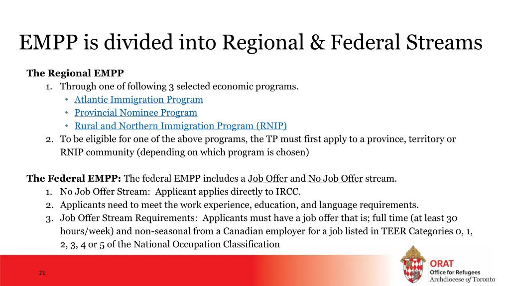 empp is divided into regional federal streams