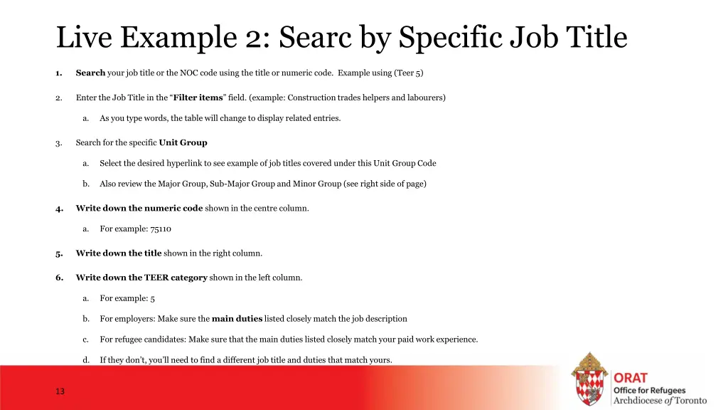 live example 2 searc by specific job title