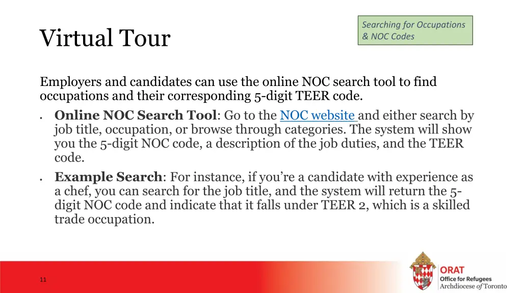 searching for occupations noc codes