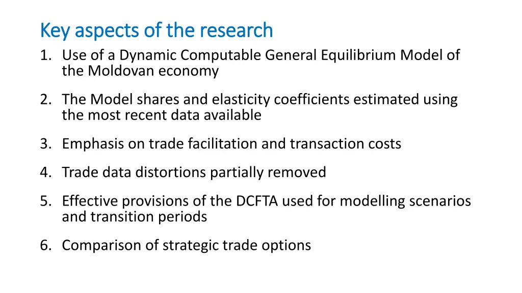 key aspects of the research key aspects