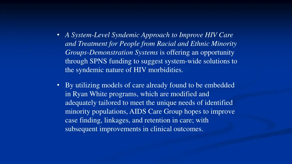a system level syndemic approach to improve