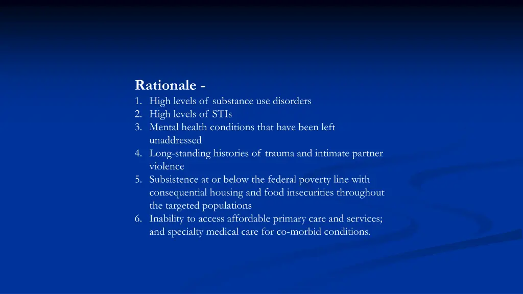 rationale 1 high levels of substance