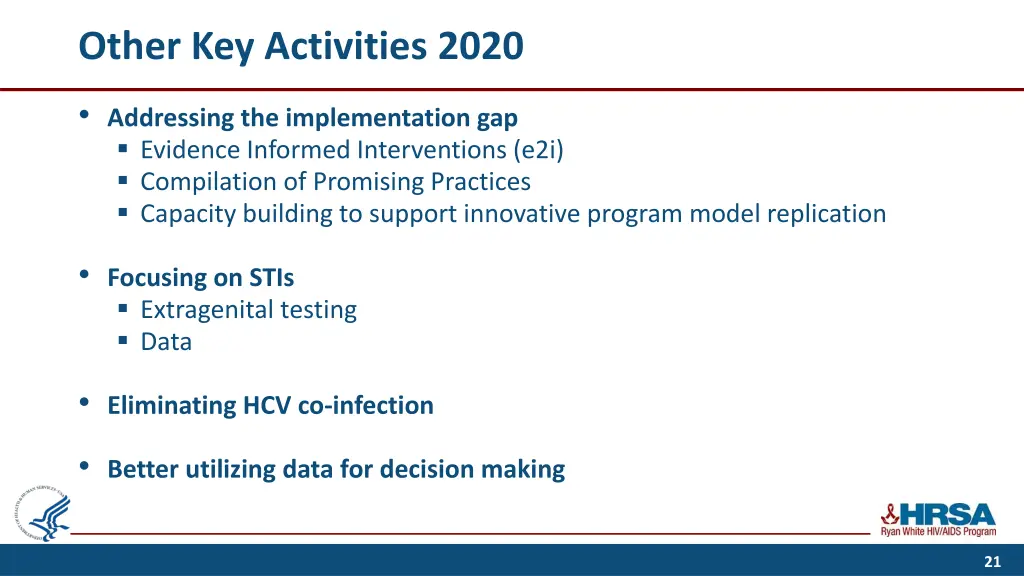 other key activities 2020