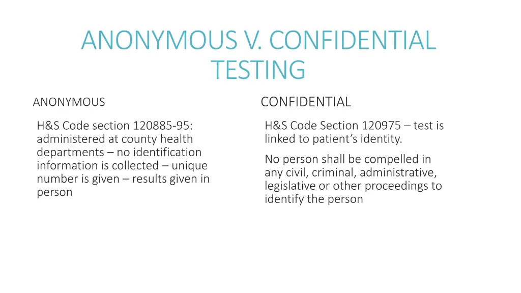 anonymous v confidential testing