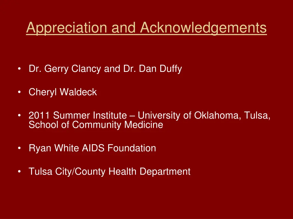appreciation and acknowledgements