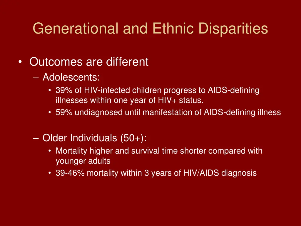 generational and ethnic disparities