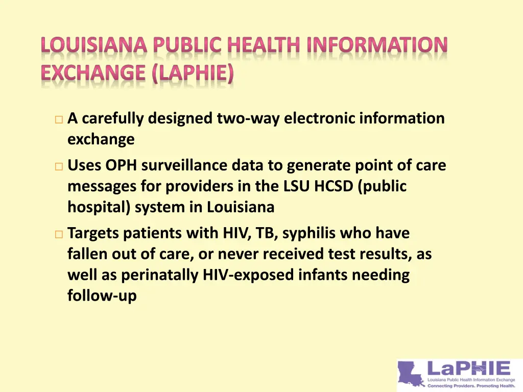 louisiana public health information exchange