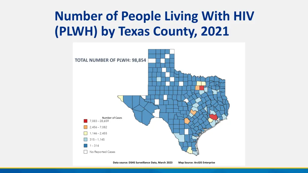 number of people living with hiv plwh by texas