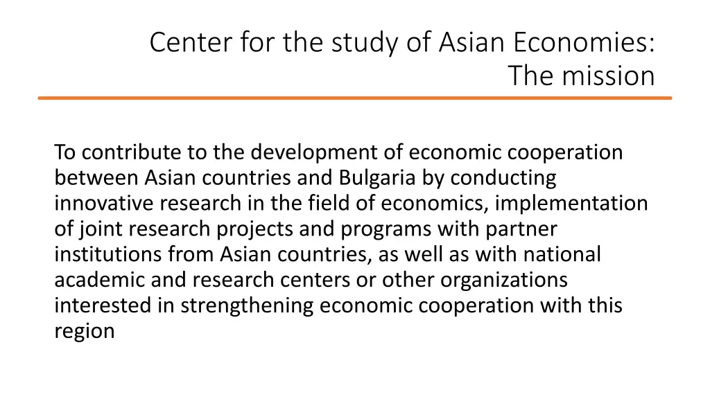 center for the study of asian economies