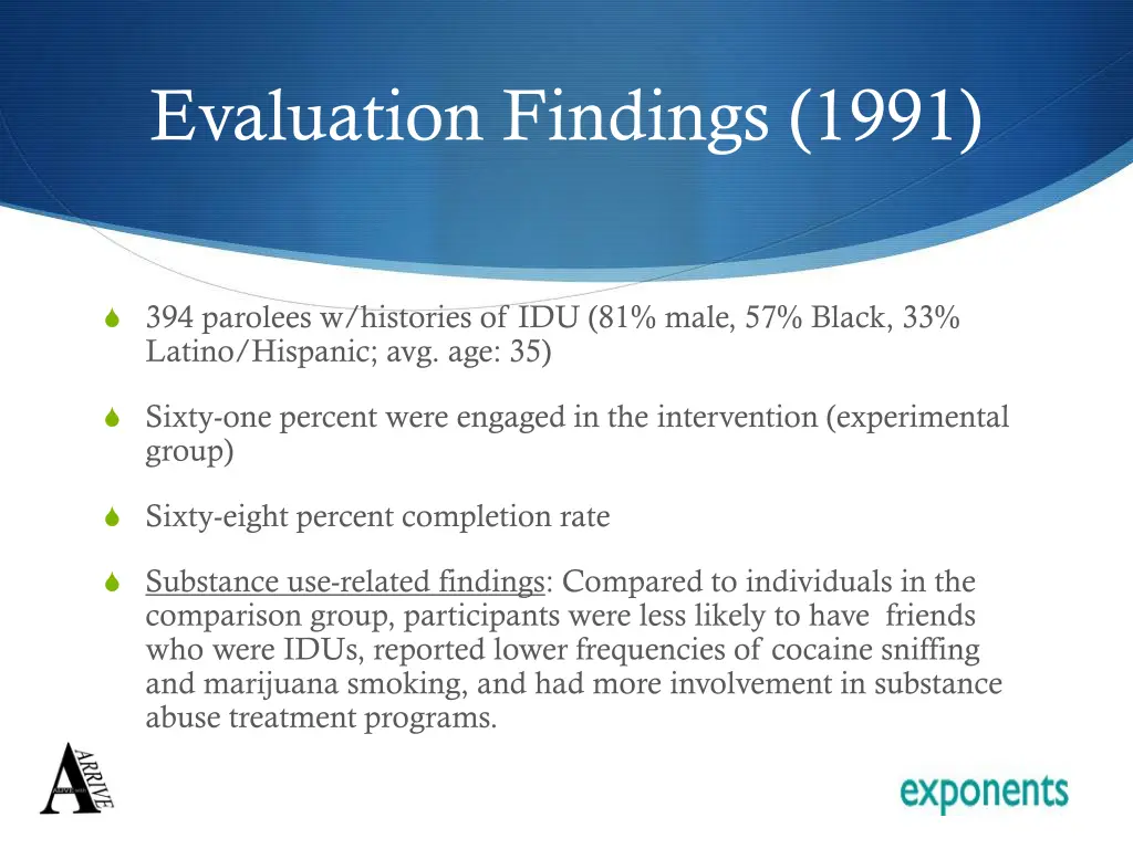 evaluation findings 1991