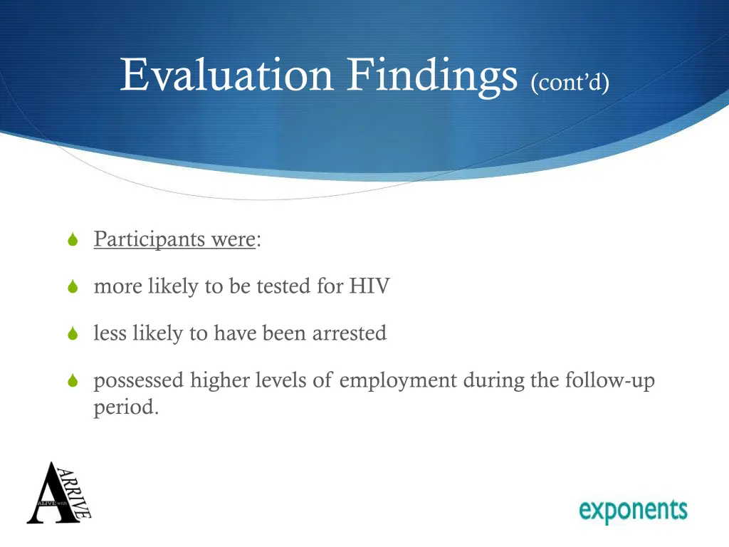 evaluation findings cont d
