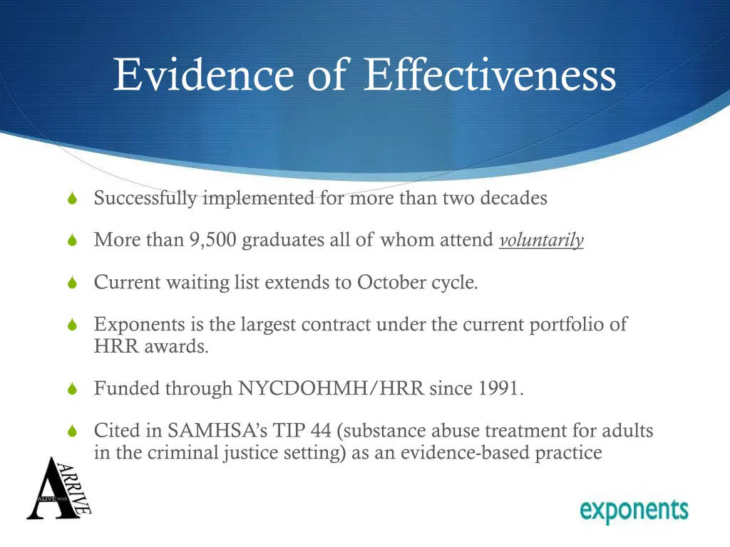evidence of effectiveness
