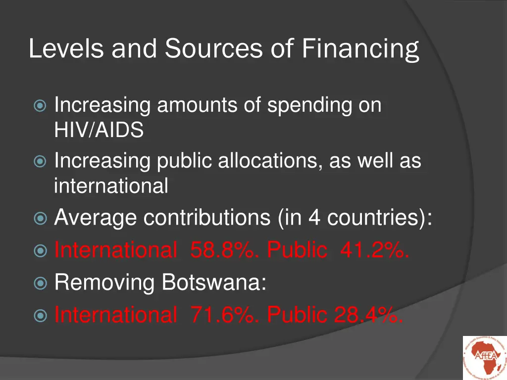 levels and sources of financing