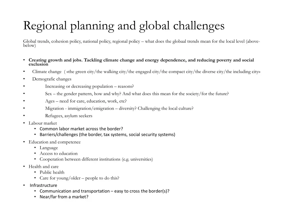 regional planning and global challenges