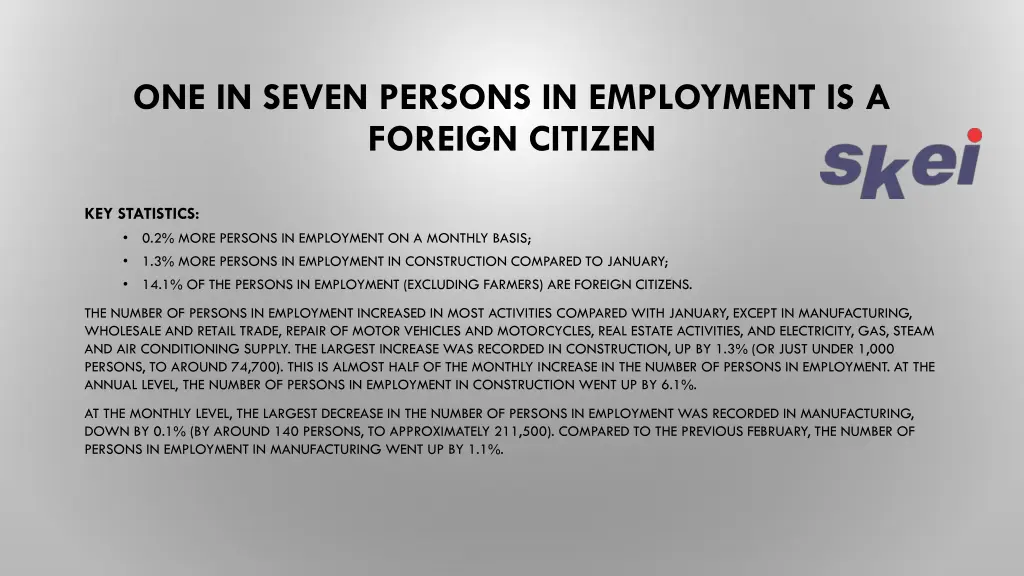 one in seven persons in employment is a foreign