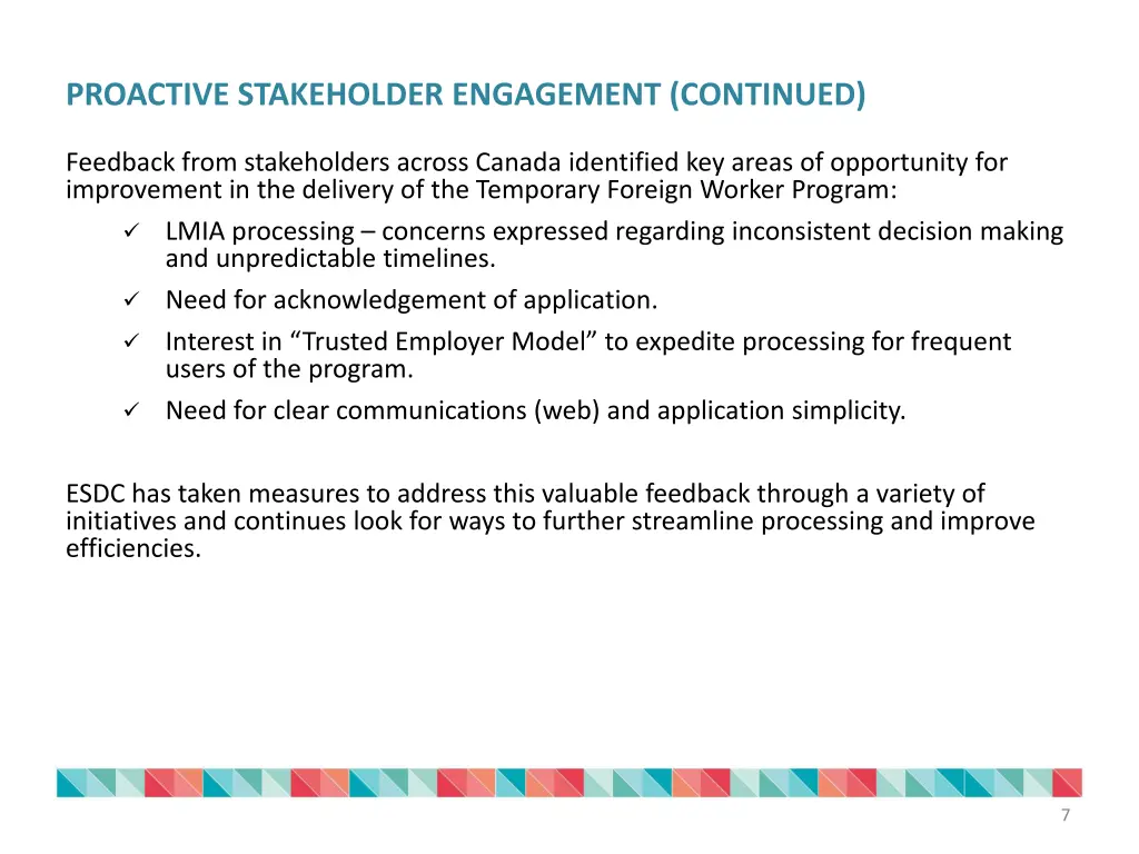 proactive stakeholder engagement continued