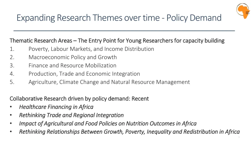 expanding research themes over time policy demand
