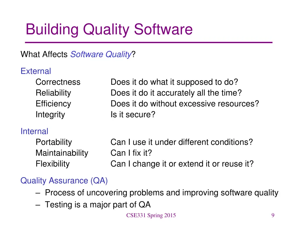 building quality software