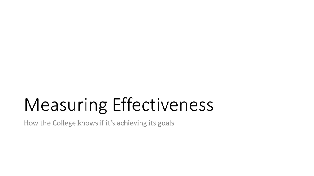 measuring effectiveness how the college knows