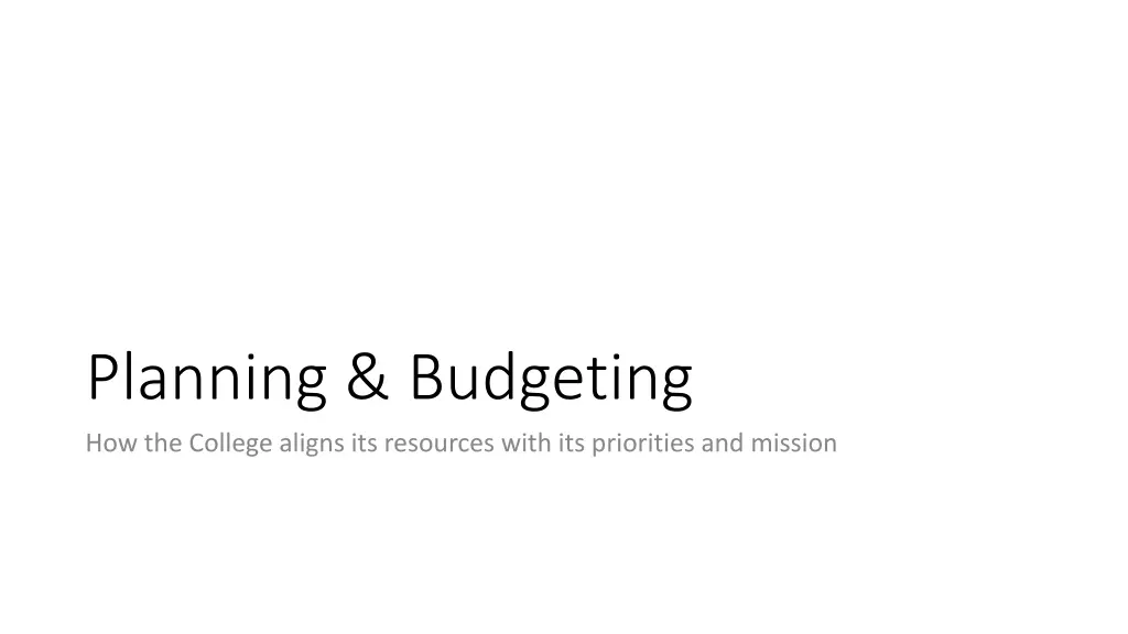 planning budgeting how the college aligns