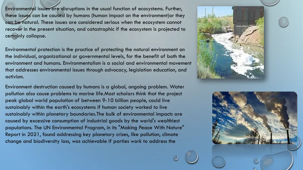 environmental issues are disruptions in the usual