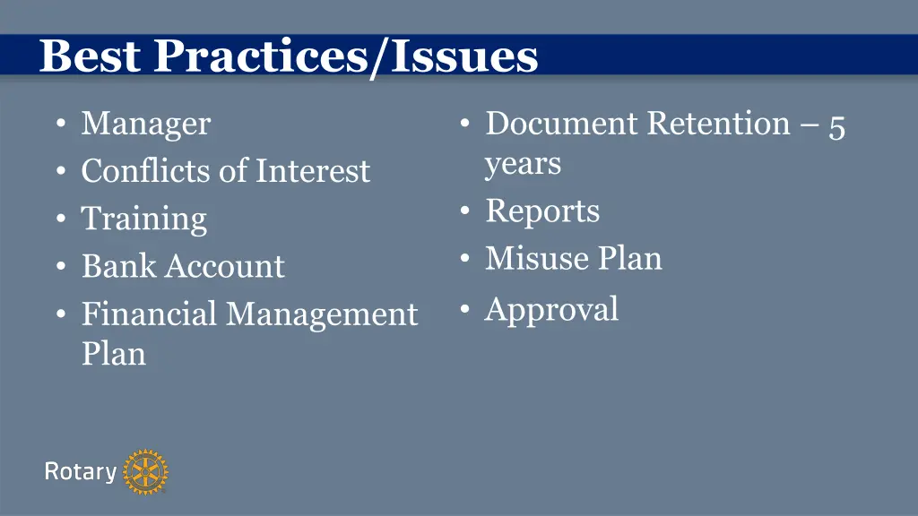 best practices issues