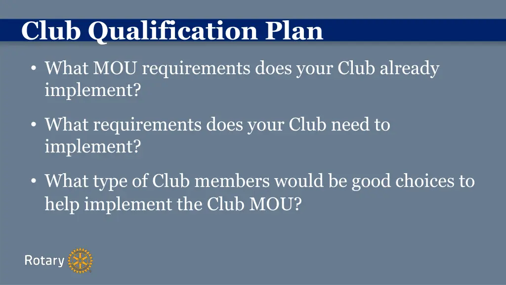 club qualification plan