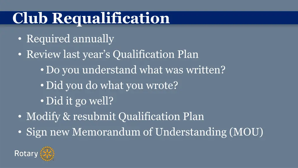 club requalification
