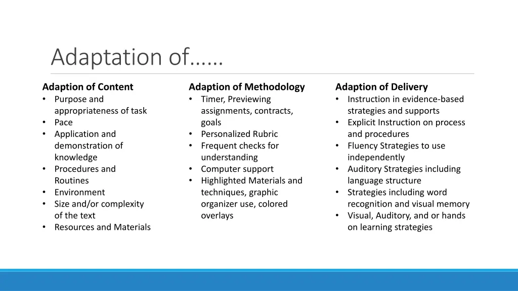 adaptation of
