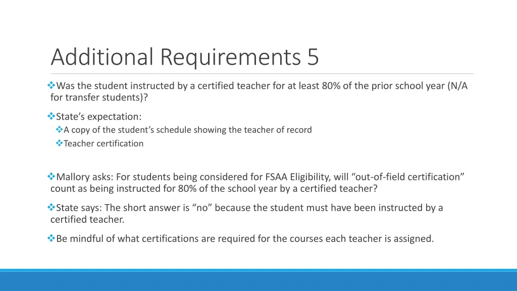 additional requirements 5