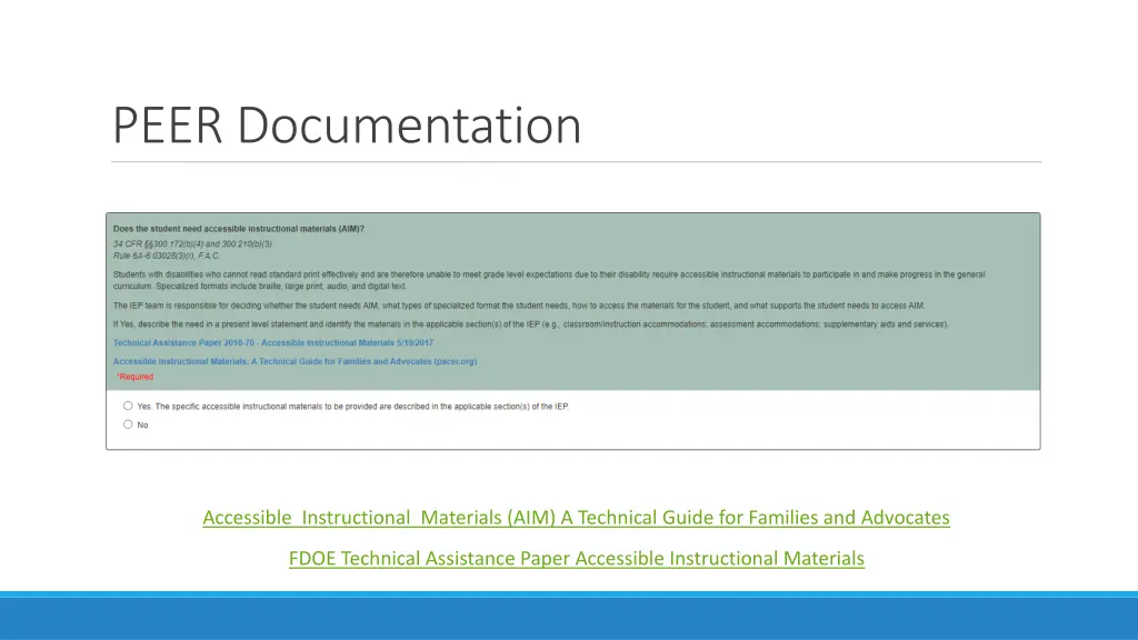 peer documentation