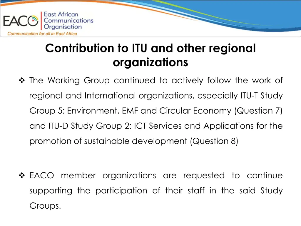 contribution to itu and other regional