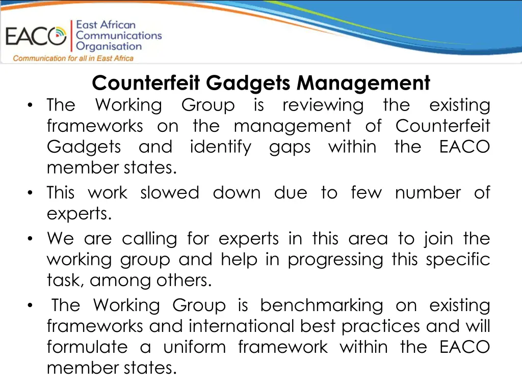 counterfeit gadgets management working group
