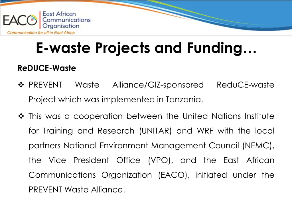 e waste projects and funding 1