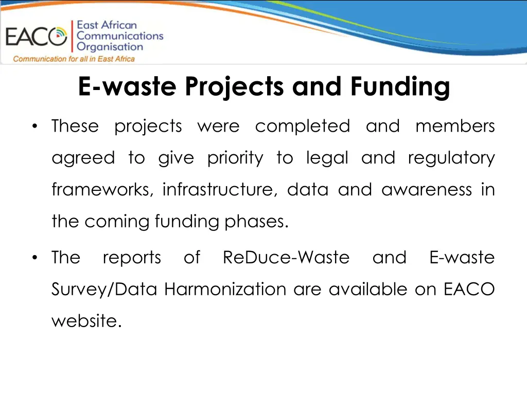 e waste projects and funding
