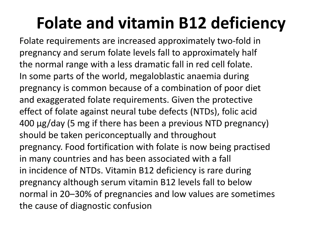 folate and vitamin b12 deficiency folate
