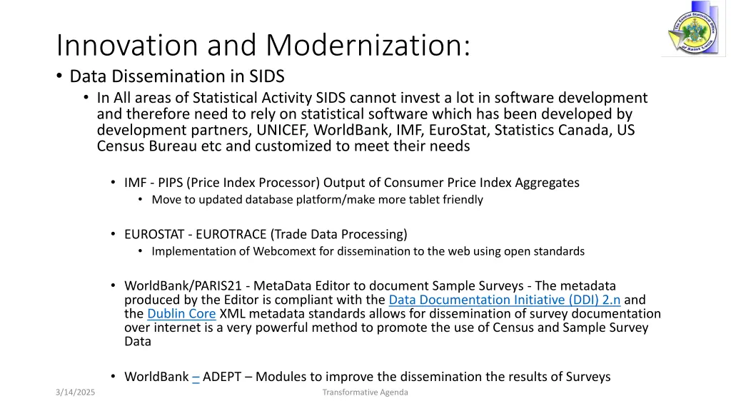 innovation and modernization data dissemination