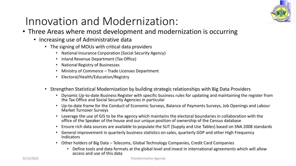 innovation and modernization three areas where
