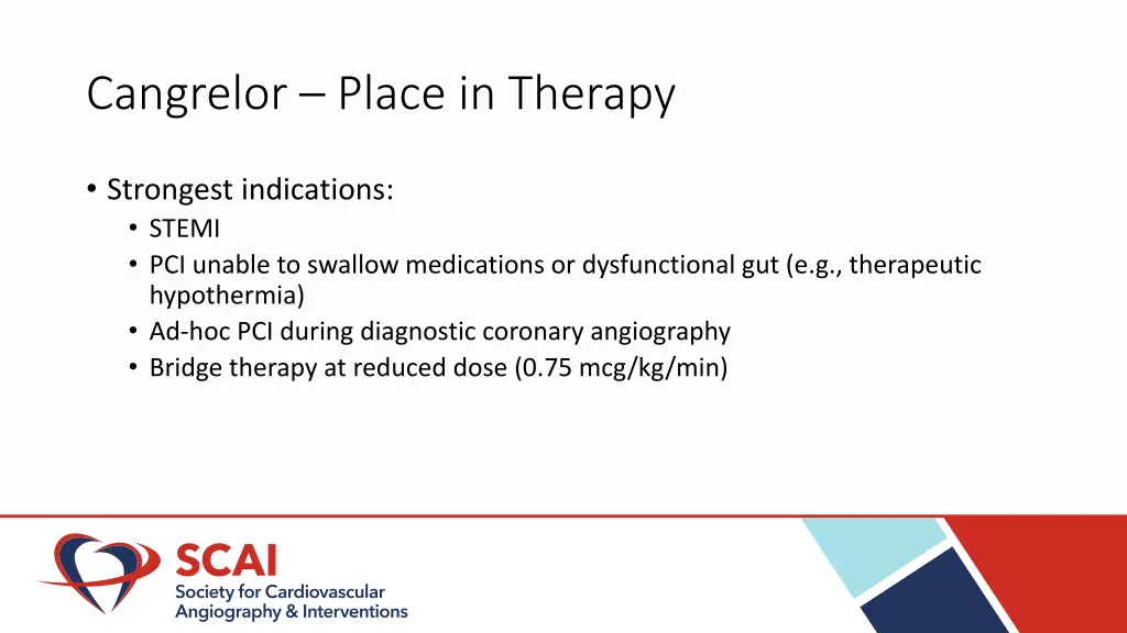 cangrelor place in therapy