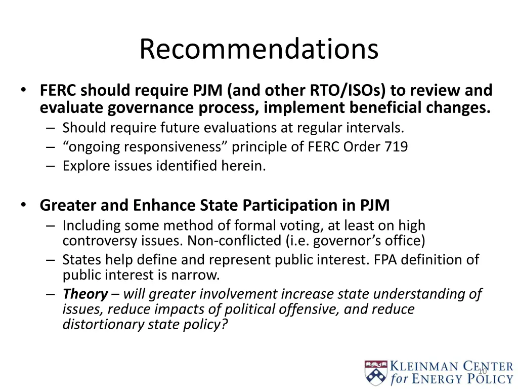 recommendations