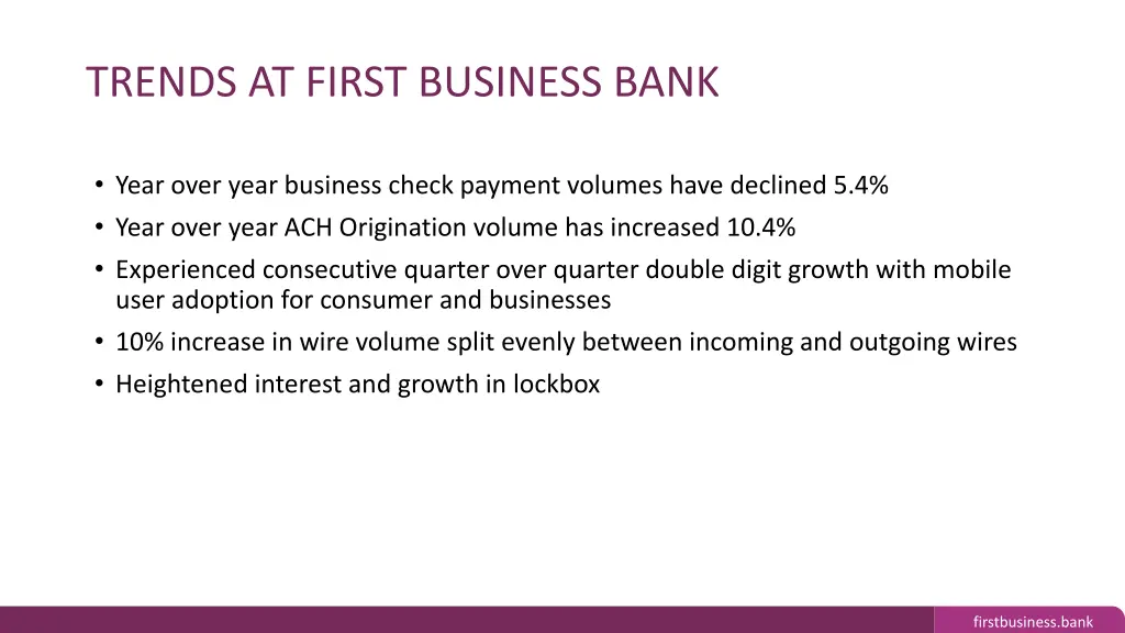 trends at first business bank