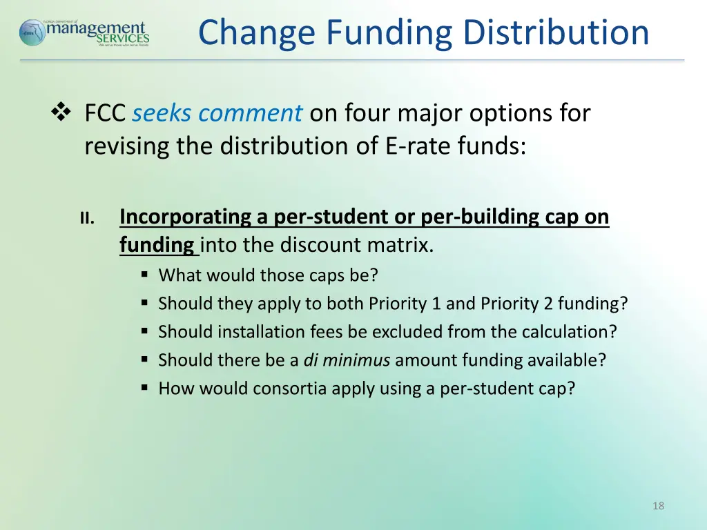 change funding distribution 1