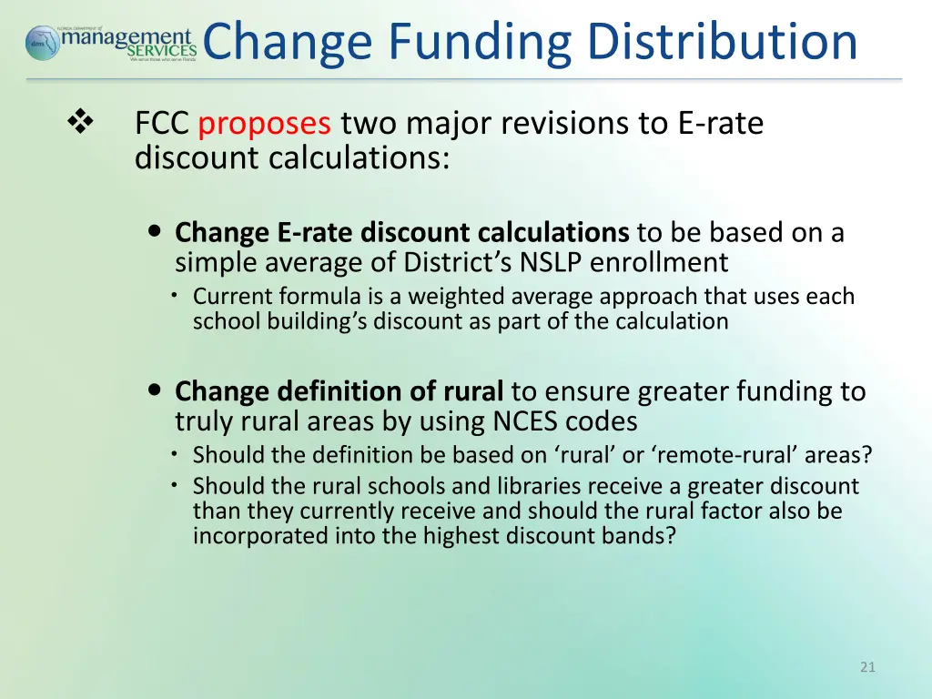 change funding distribution 4