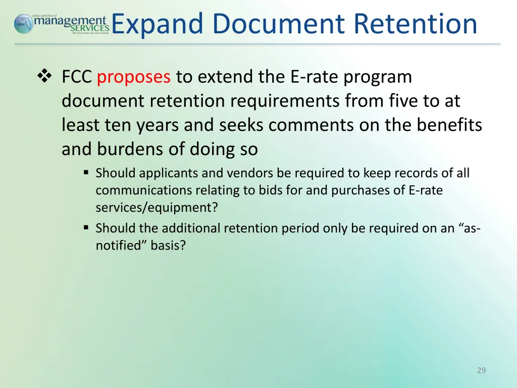 expand document retention