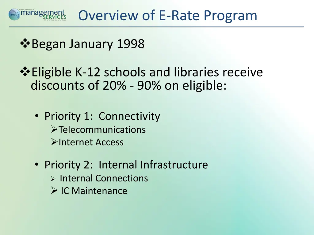 overview of e rate program